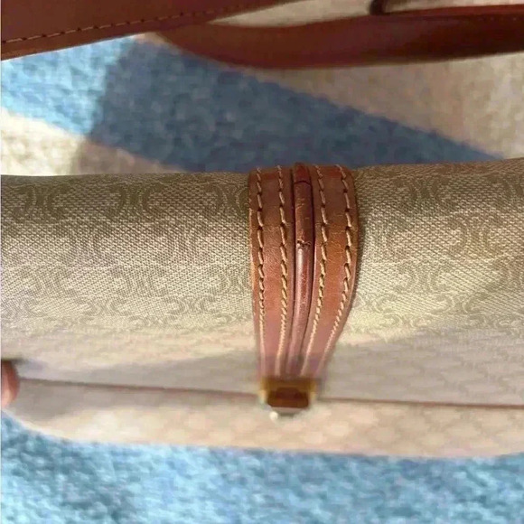 CELINE Macadam Blason Shoulder Cross Body Bag PVC Leather  Beige - Picture 7 of 16